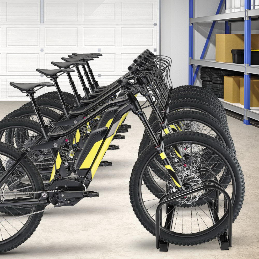 Garage Bike Stand Floor Bicycle Storage Black - Fits 6 Bike