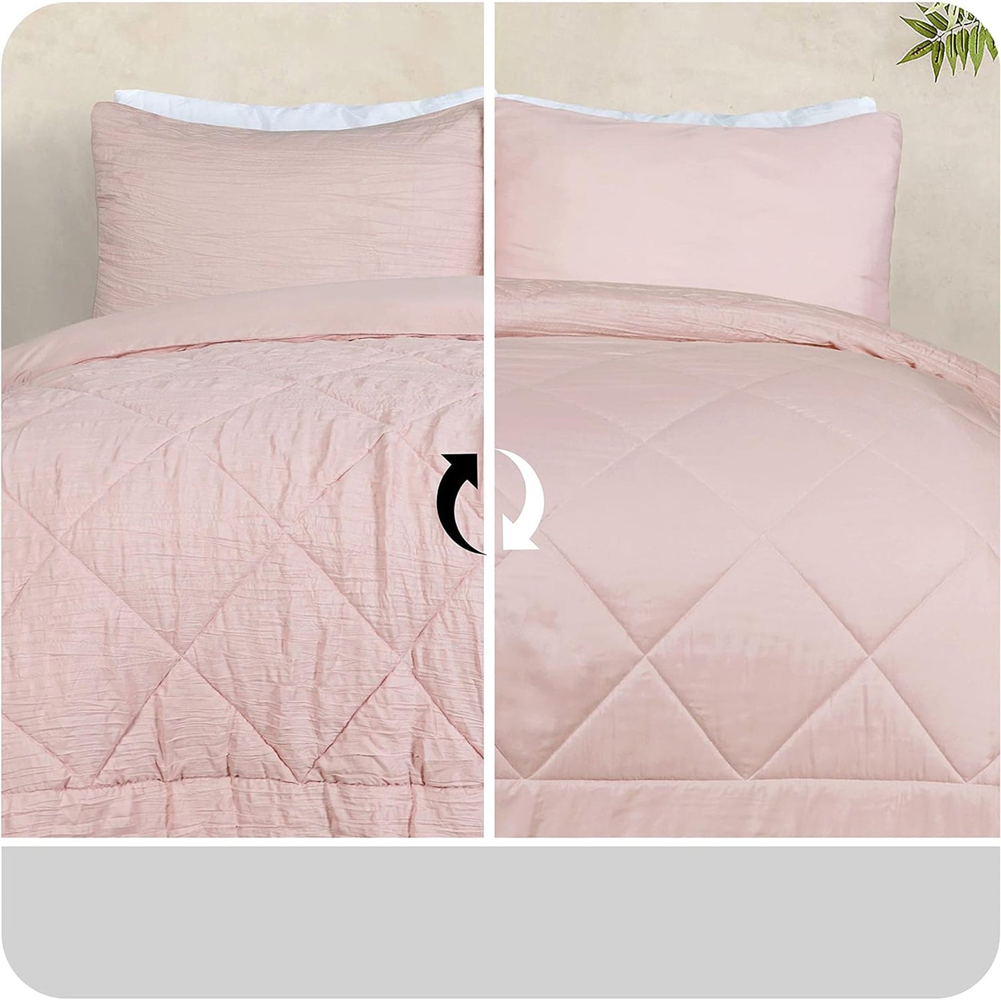 Warm and Cooling Crinkled Comforter Bedding Set - Blush