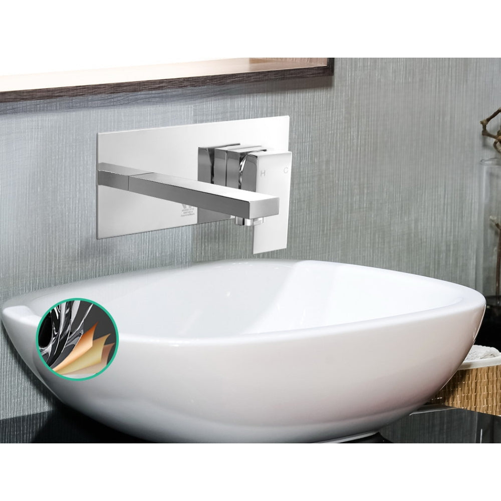 Bathroom Tap Wall Square Silver Basin Mixer Taps Vanity Brass Faucet