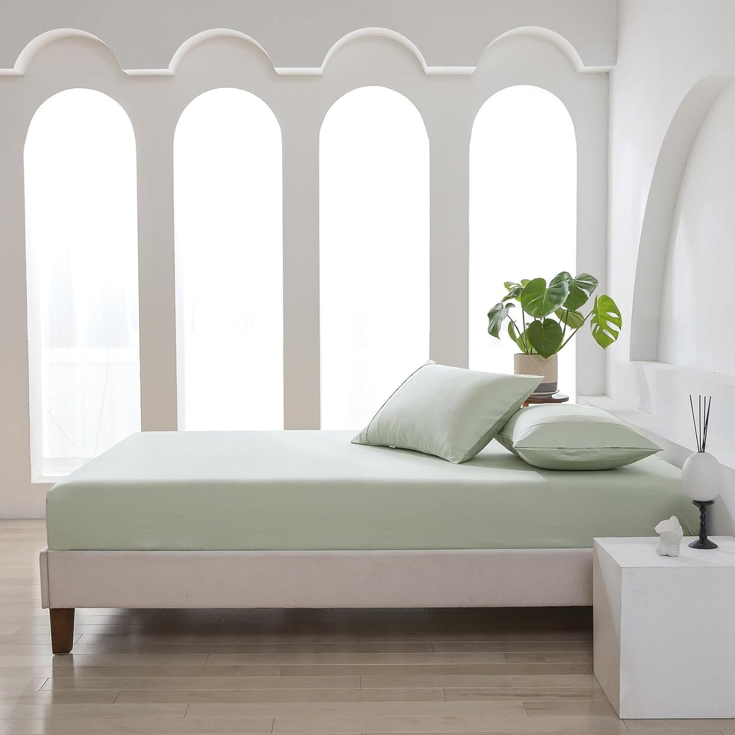 500TC Soft and Luxurious 100% Cool Breathable Cotton Bed Sateen Set - Sage