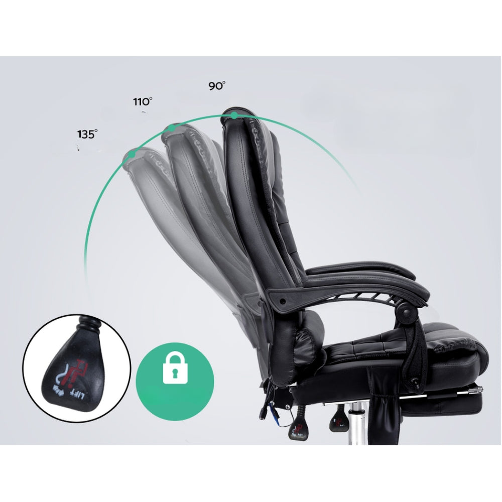 8 Point Reclining Massage Chair - Black