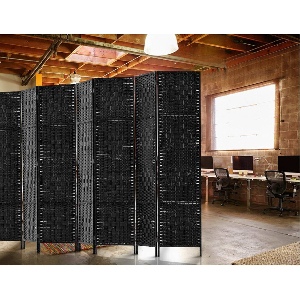 8 Panel Room Divider Screen Privacy Timber Foldable Dividers Stand Black