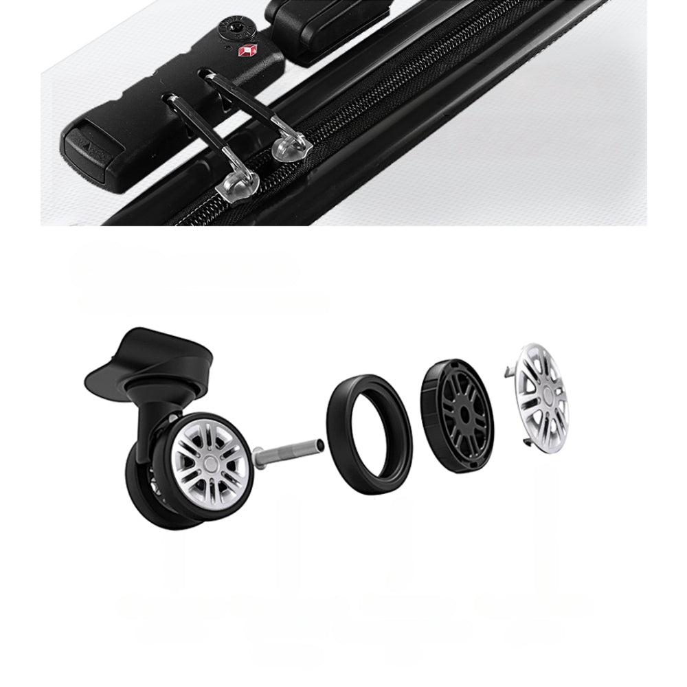 3pc Luggage Travel Sets Suitcase Trolley Lock Silver
