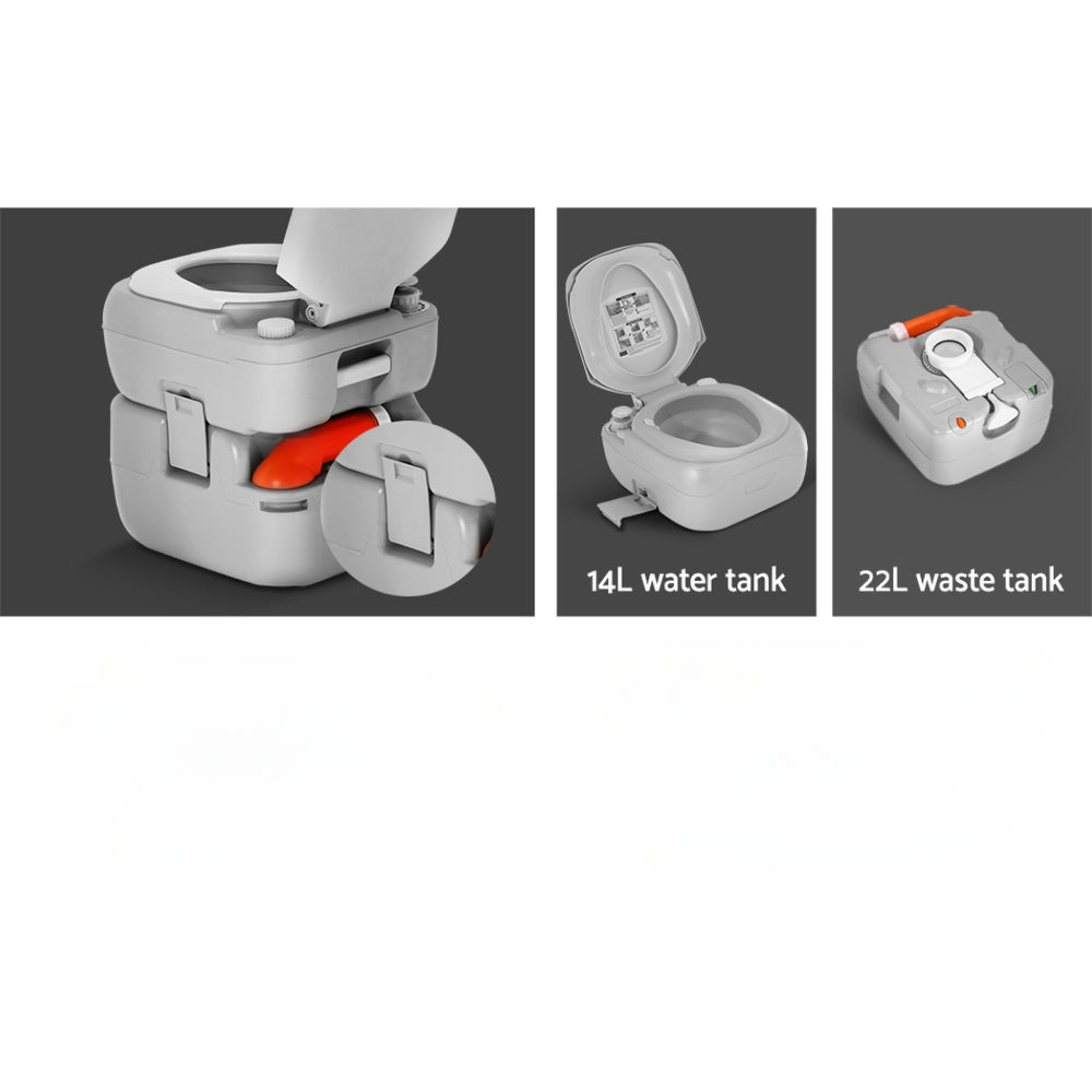 Camping Outdoor Portable Camp Toilet Grey - 22L