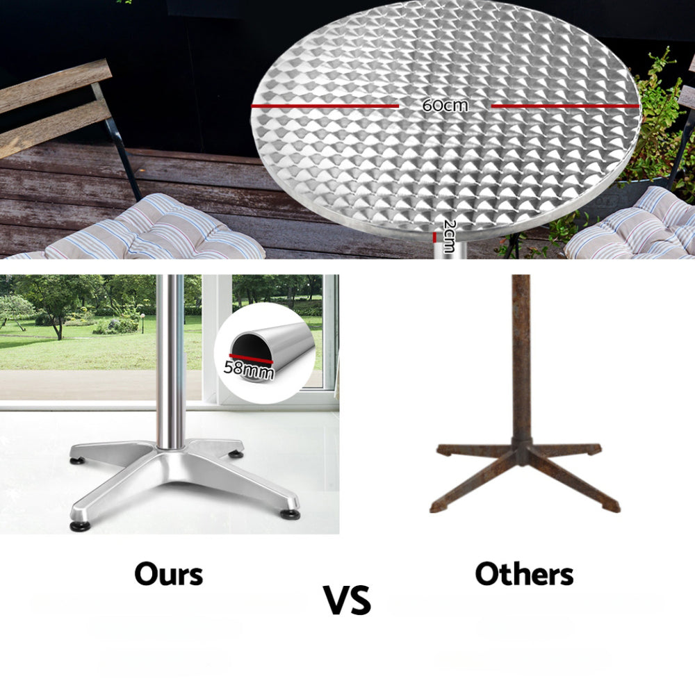 Outdoor Bar Furniture Adjustable Aluminium Cafe Round Table - 6pcs