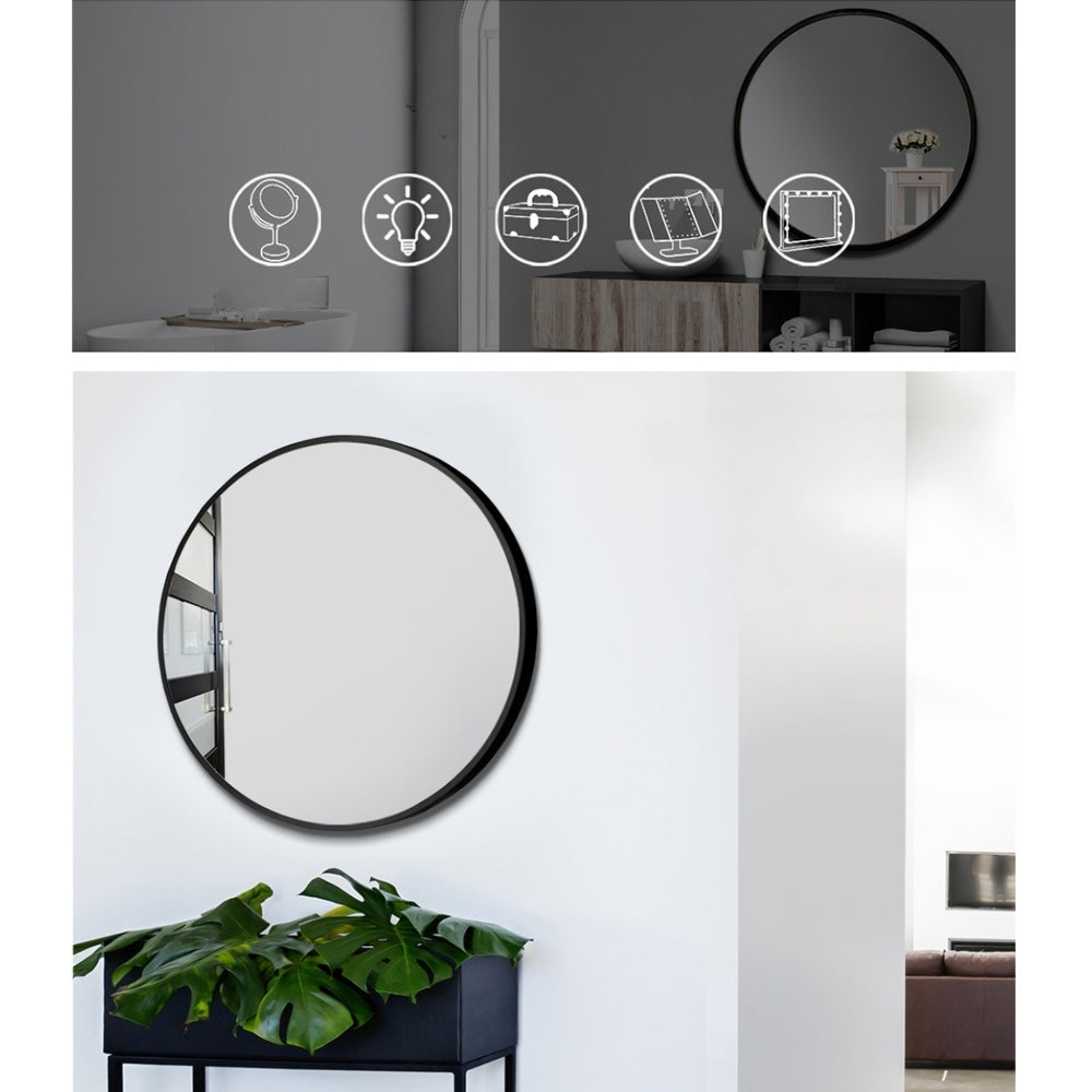 Bathroom Makeup Wall Mirror Frameless Round - 50cm