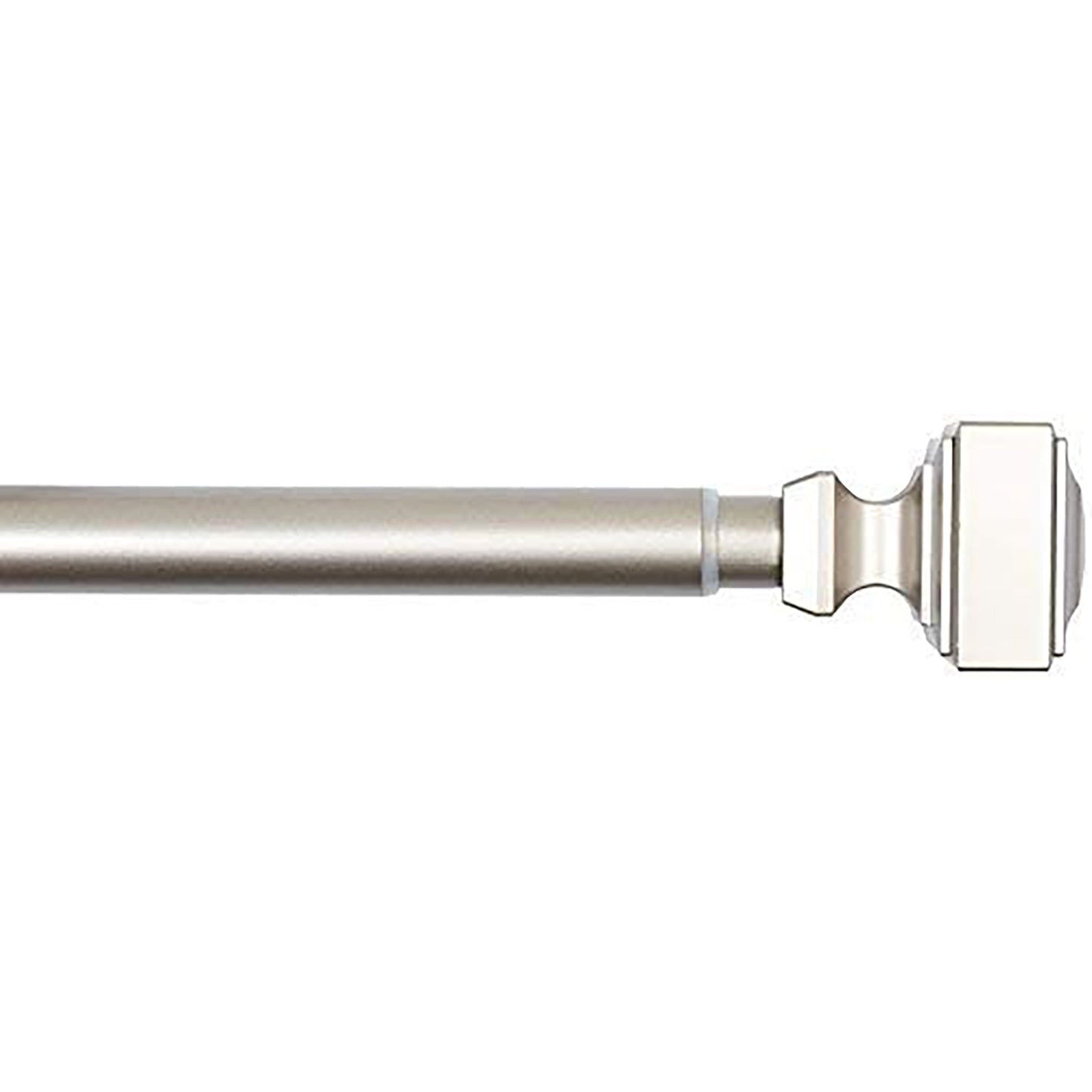 Wall Mounted Curtain Rod with Square Finials 36 to 72 Inch - Nickel