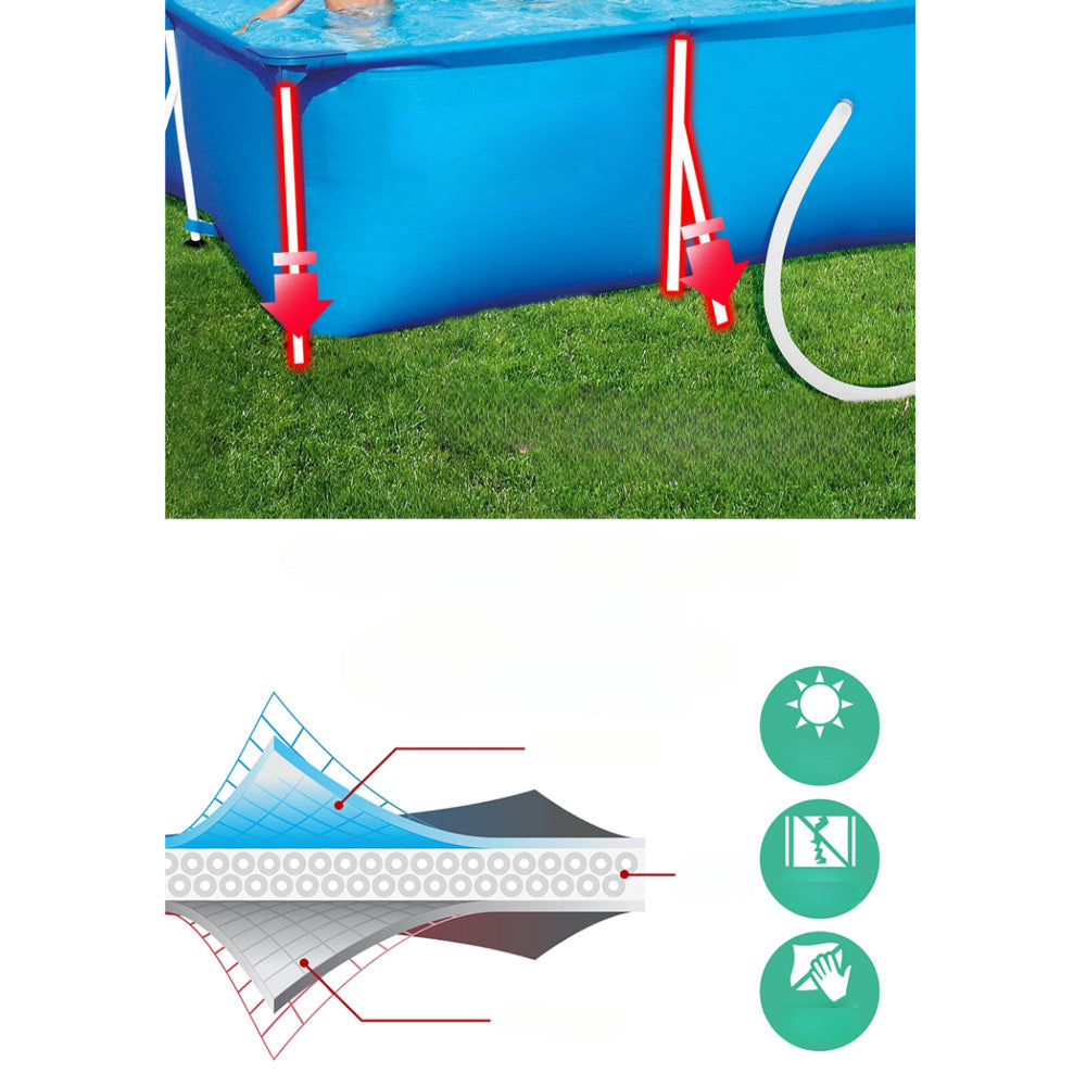 Swimming Pool Steel Frame Above Ground Rectangular Pool Filter Pump