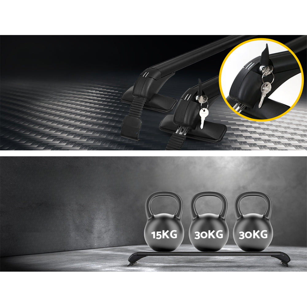 Universal Car Roof Rack Cross Bars Aluminium Carrier Silver - Up to 75kg