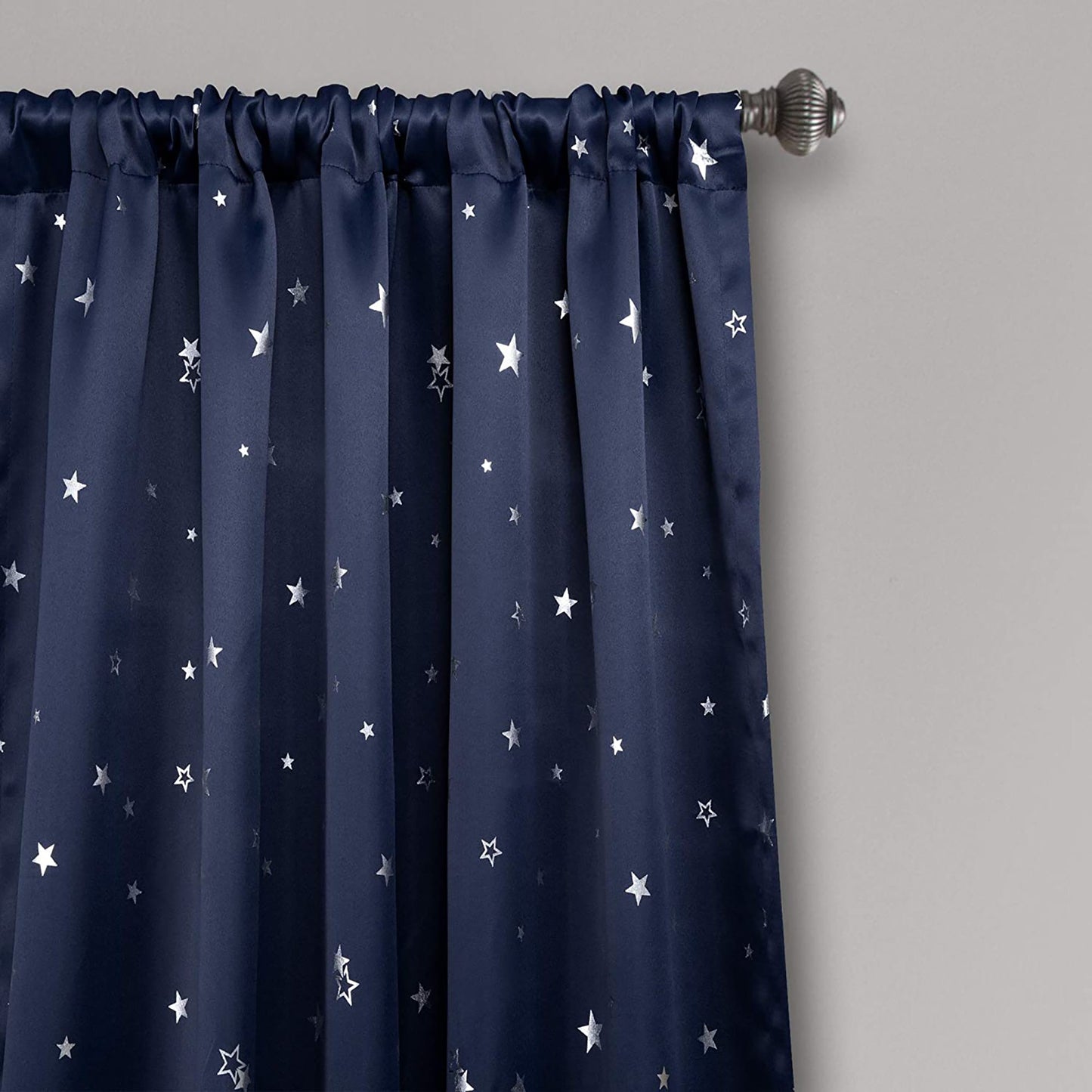 White Star Room Darkening Window Panel 52 by 84 Inch Set of 2 - Navy