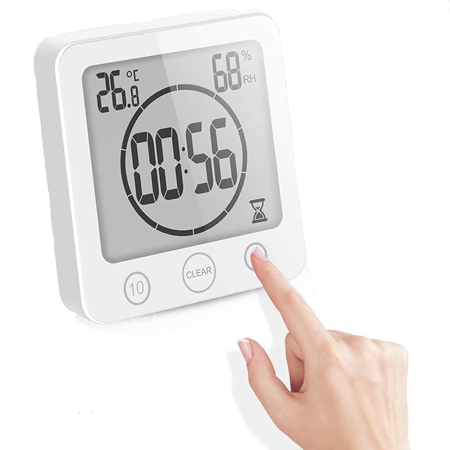 LCD Waterproof Bathroom Digital Shower Clock - White