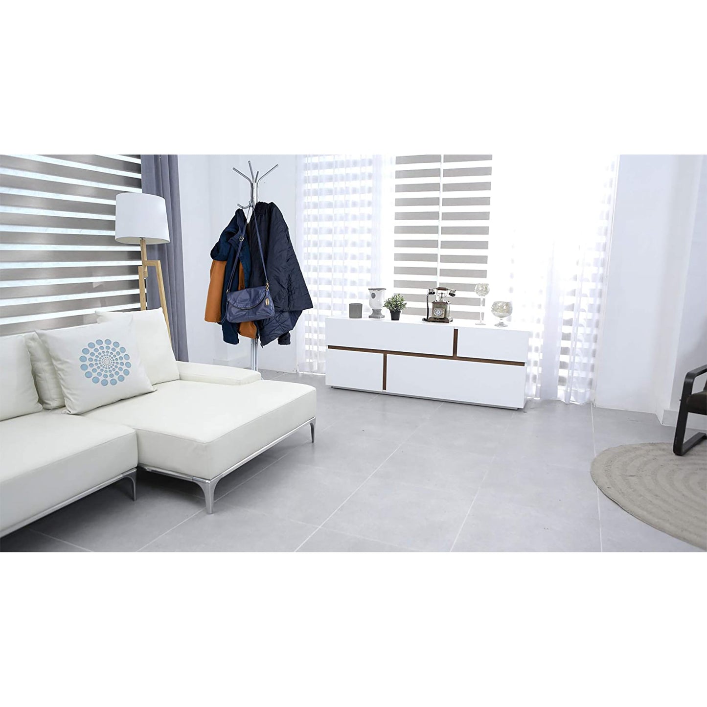 Lightweight Metal Coat Hat Hanger with 11 Hook for Jacket Purse and More - Silver