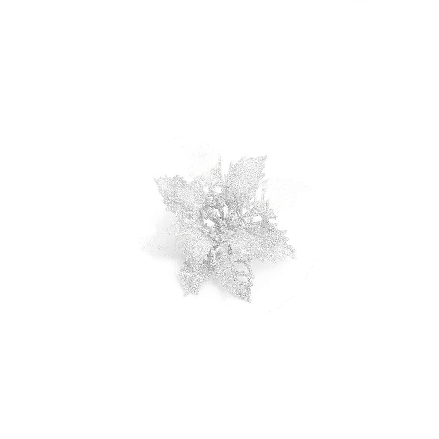 10pcs Christmas Poinsettia Glitter Flower Decorations Xmas Tree Hanging