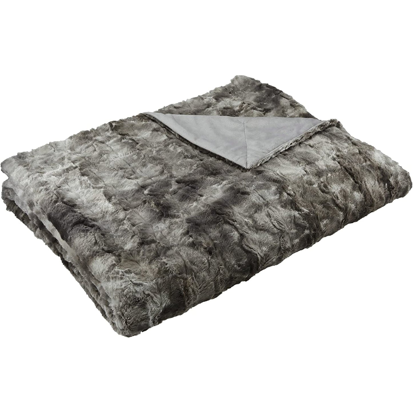 Decorative Faux Fur Throw Blanket 50x60 Inches - Frost gray