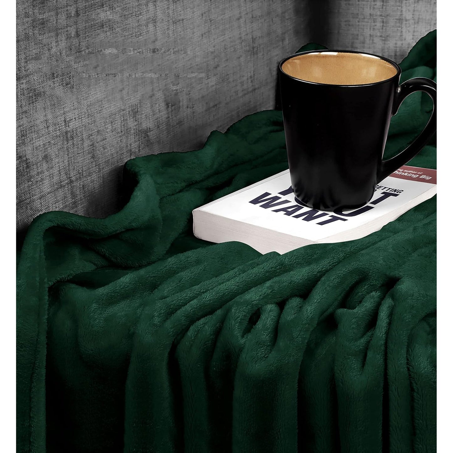300GSM Microfibre Anti-Static Fuzzy Soft Fleece Blanket - Green