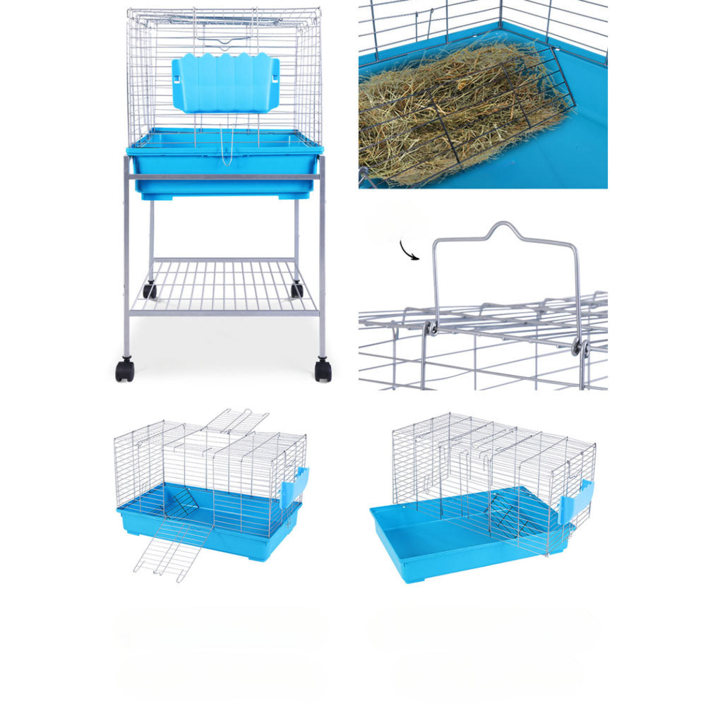 Rabbit Cage Hutch Indoor Hamster Enclosure Carrier - Blue