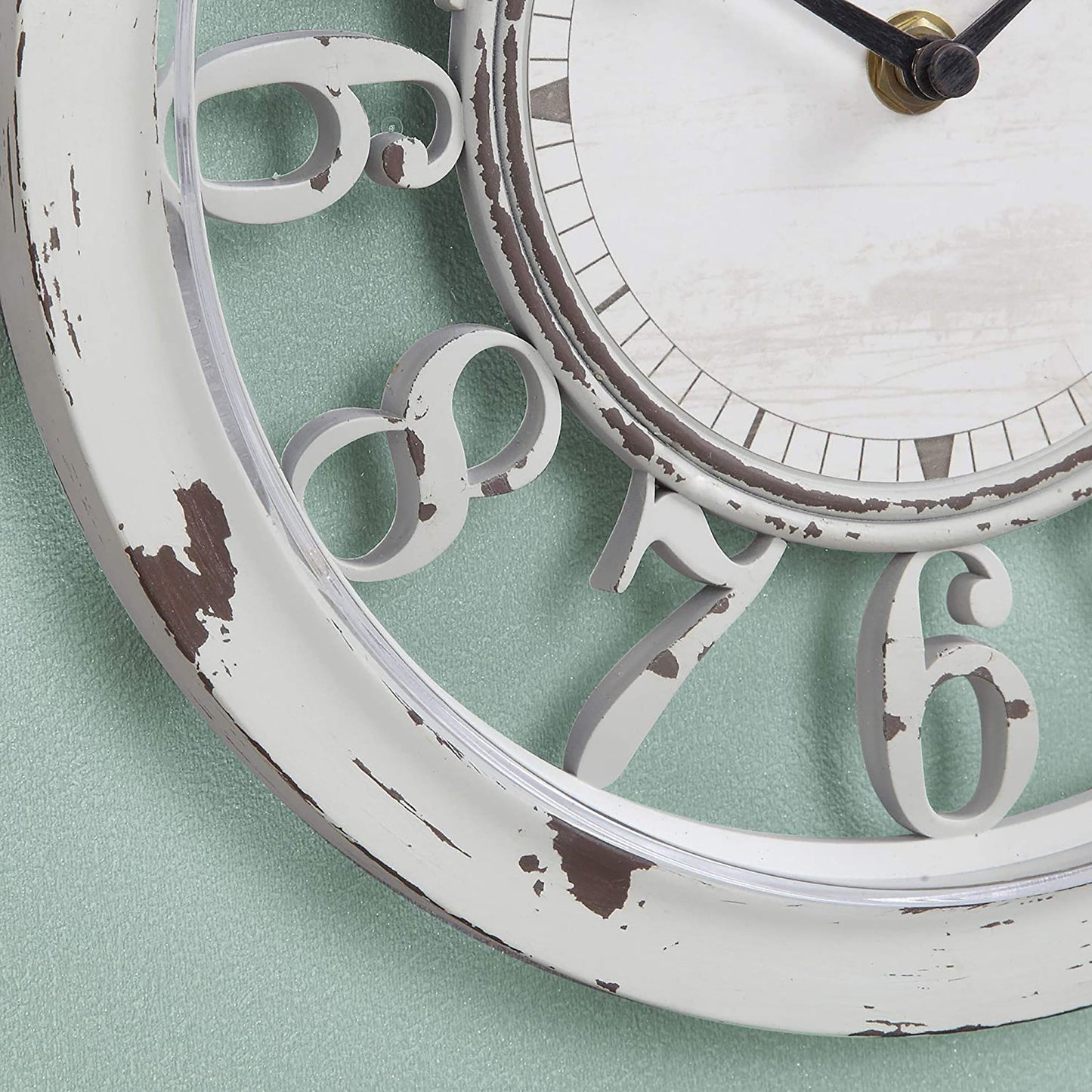 Antique Style Farmhouse Contour Wall Clock American Crafted - Distressed Ivory