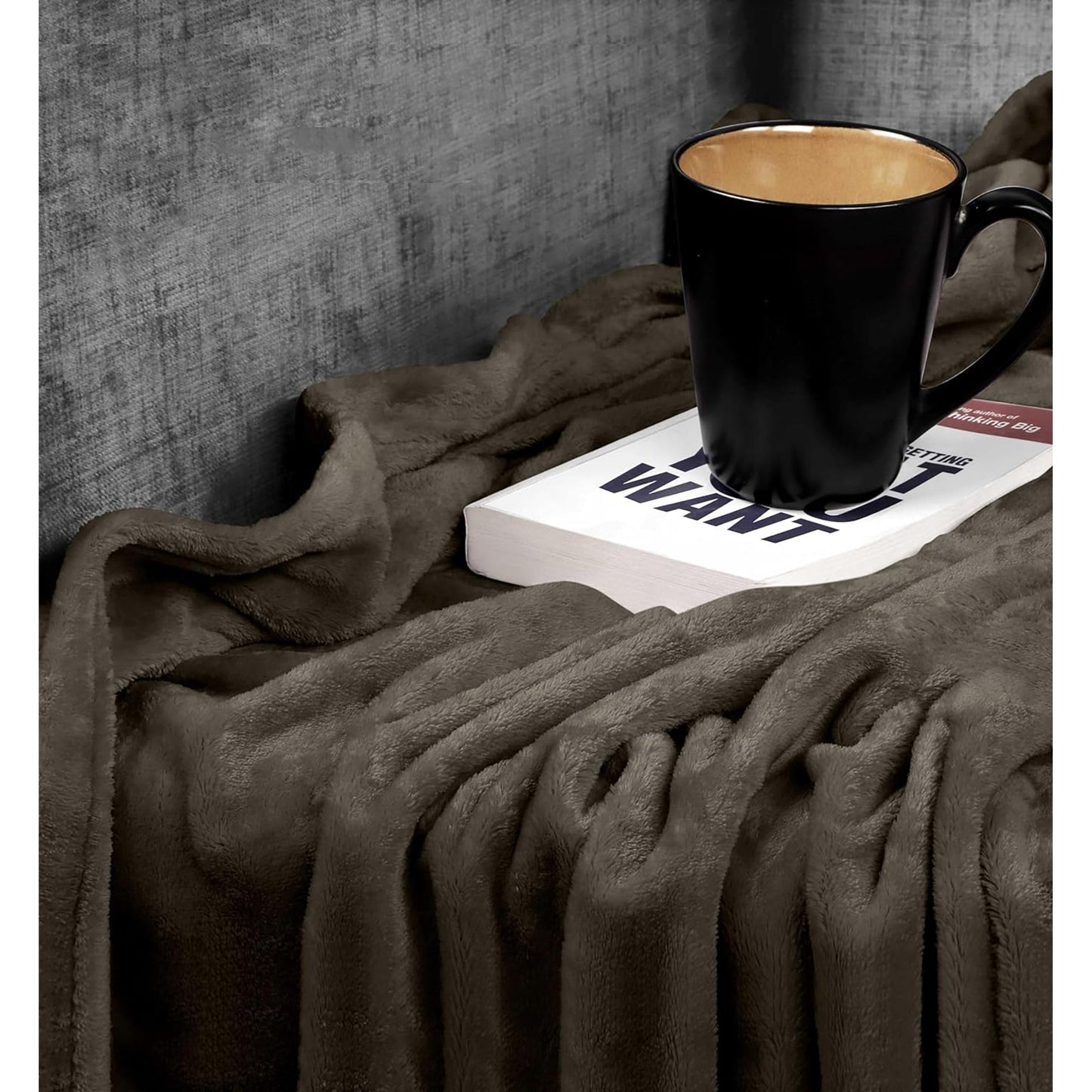 300GSM Microfibre Luxury Anti-Static Fuzzy Soft Fleece Blanket - Brown
