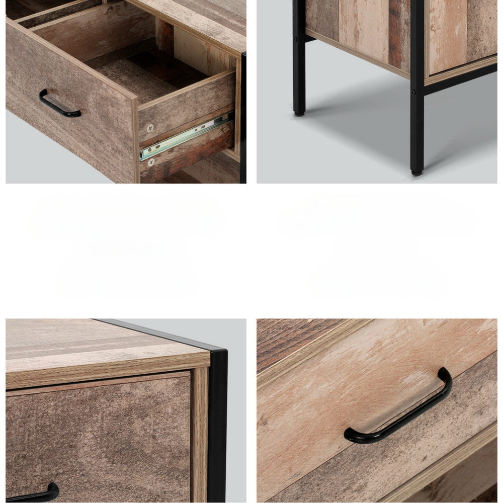 TV Stand Entertainment Unit Storage Cabinet Industrial Rustic Wooden 120cm