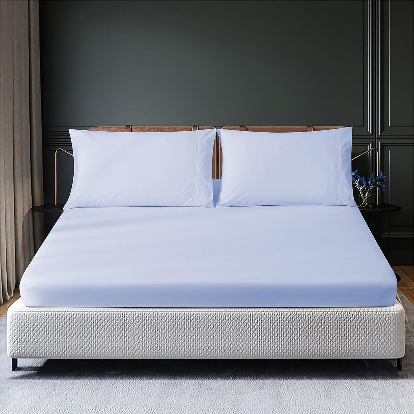 300 Thread Count Sheet Set 50% Cotton 50% Polyester Bed Sheet Set - Light Blue