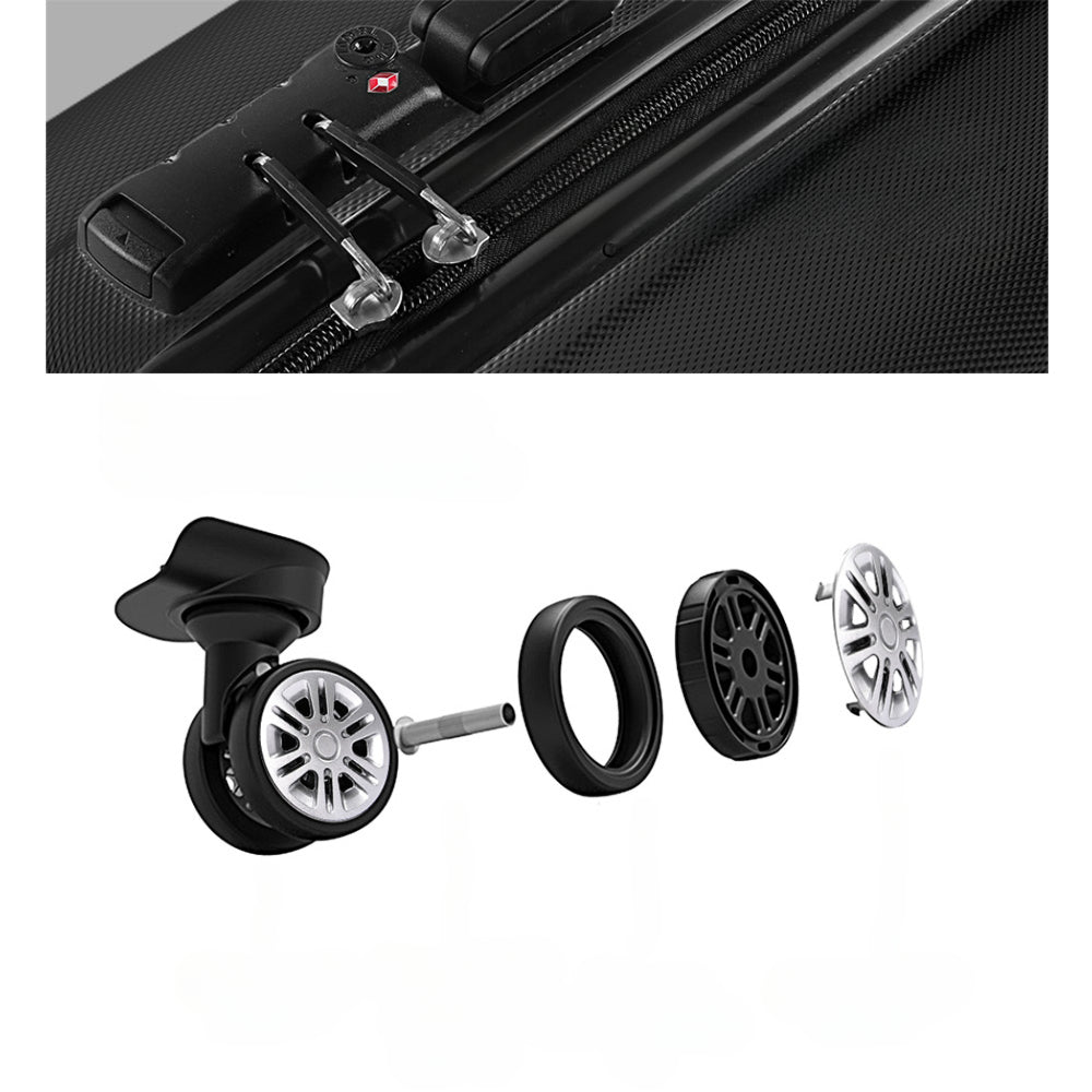 28" Luggage Trolley Travel Suitcase Set TSA Lock Hard Case Black
