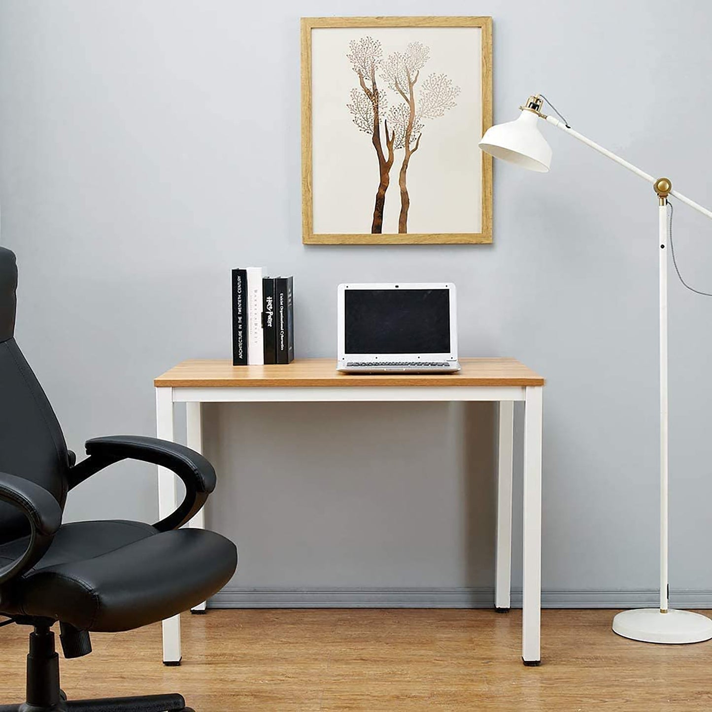 Small Computer Desk for Home and Office 80x60cm - Teak and White