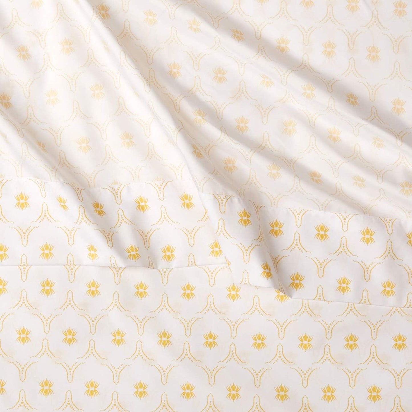 Soft Microfibre Bed Sheet Set with Elastic Pockets - Gold Blossom