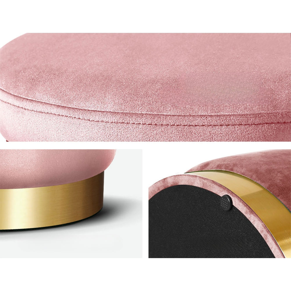 Round Velvet Foot Stool Ottoman Foot Rest Pouffe Padded Seat Pouf Pink