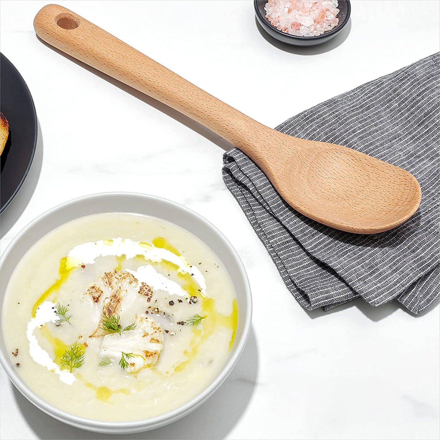 Large Wooden Spoon Solid Beechwood - 12.4x2.6 Inch