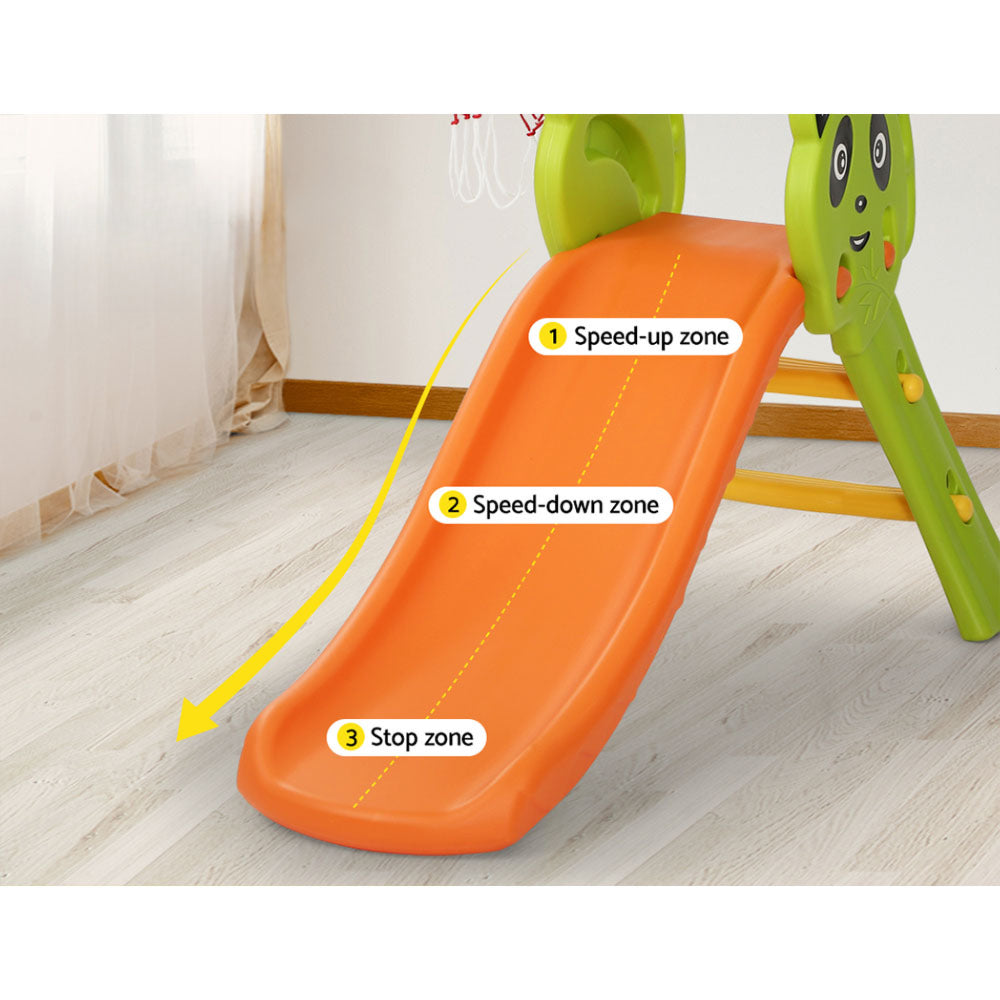 Kids Slide Basketball Hoop Activity Center Outdoor Play Set - Orange