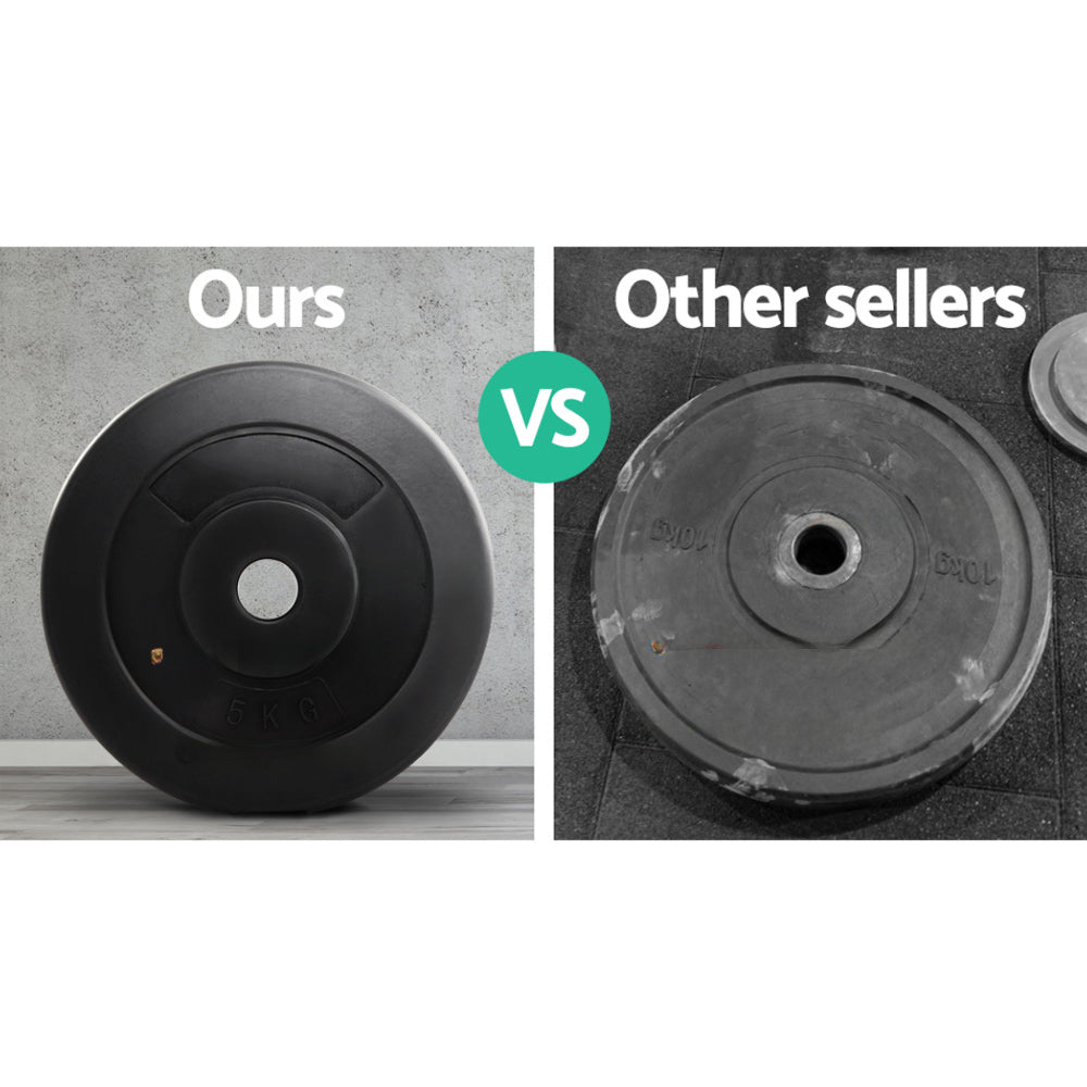2 x 5KG Barbell Weight Plates Standard Home Gym Press Fitness Exercise Rubber