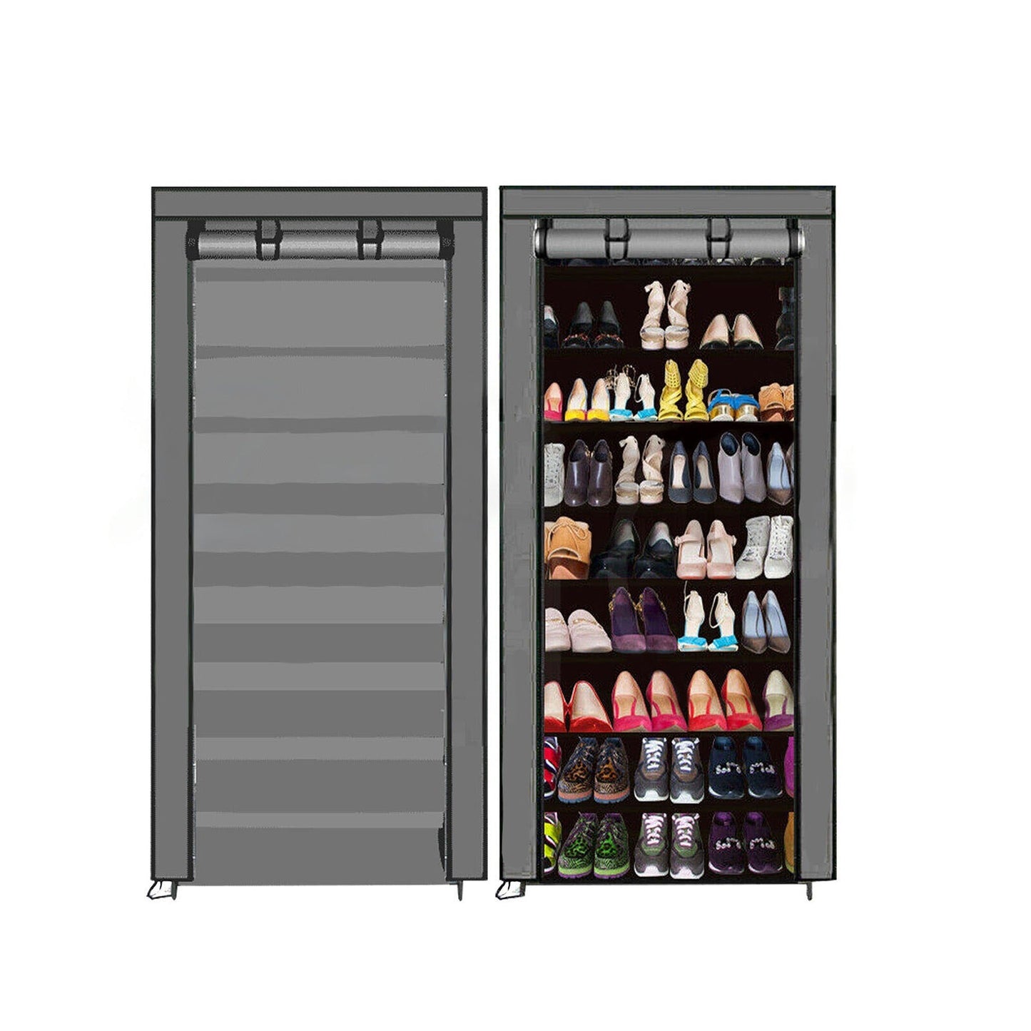 Portable Shoe Rack Cabinet 45 Pairs Storage with Cover