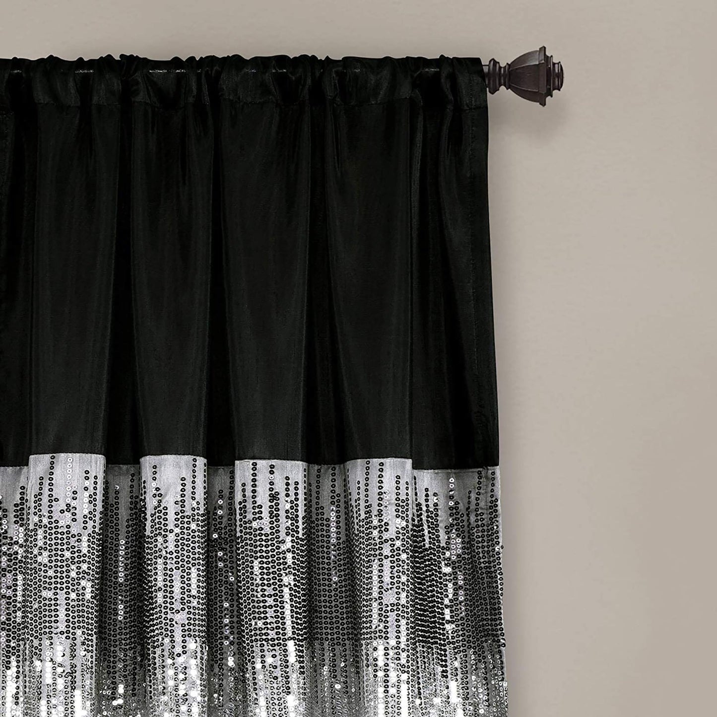 Faux Silk Night Sky Curtain Panel 84x42 Inches - Black and Gray