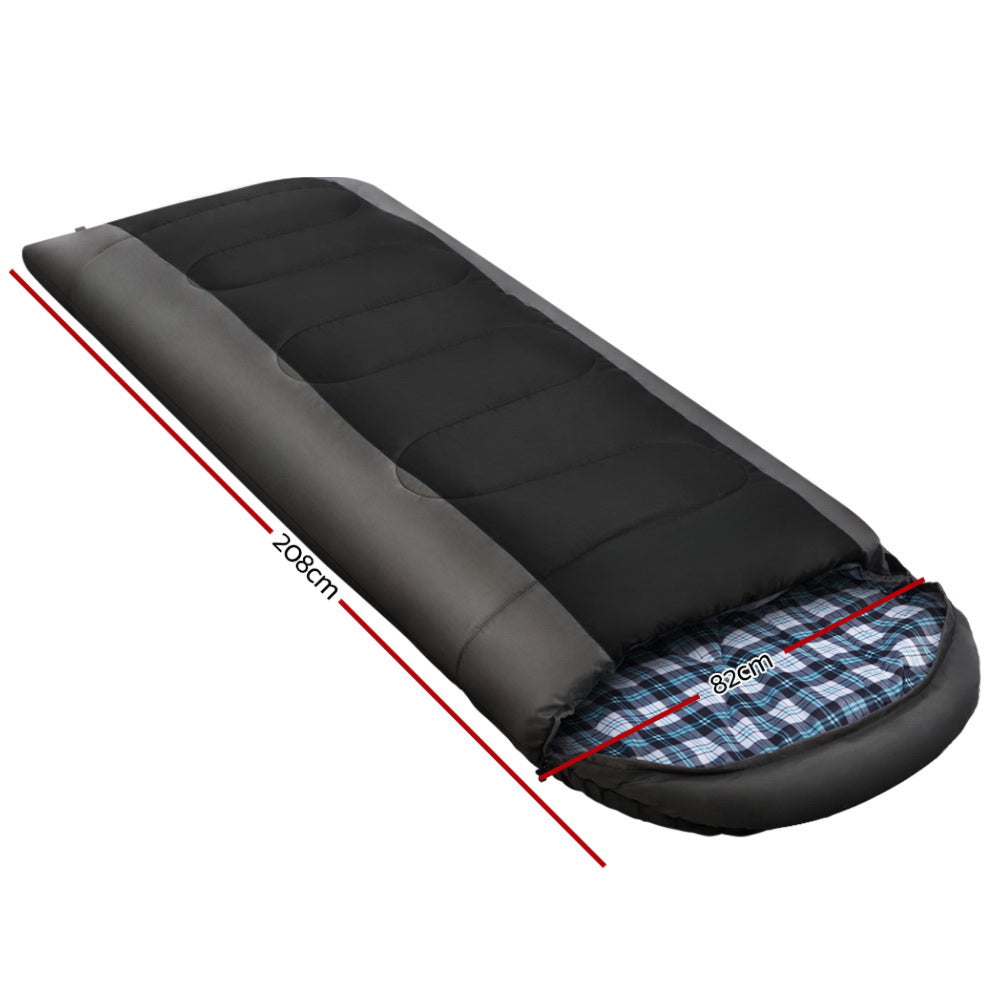 Sleeping Bag Camping Hiking Tent Winter Thermal Comfort - Black