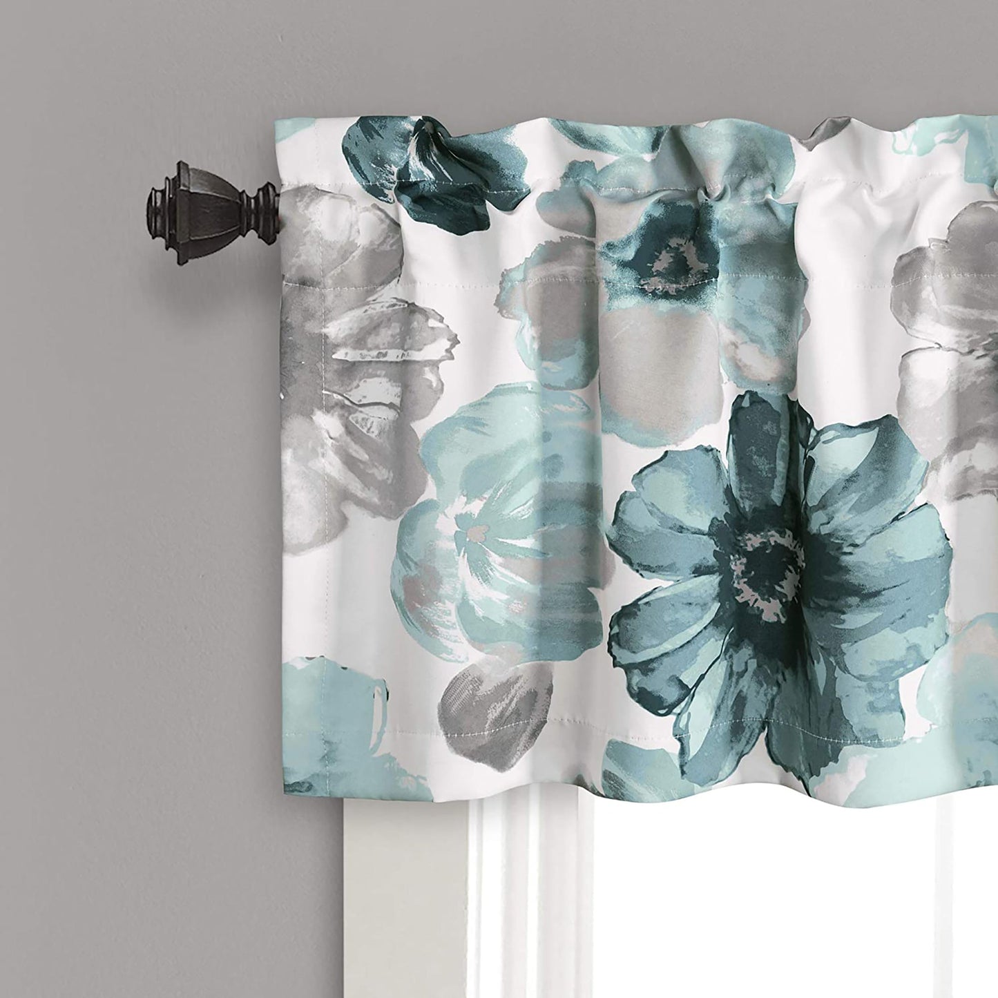 Single Room Darkening Floral Valance 18x52 Inch - Blue