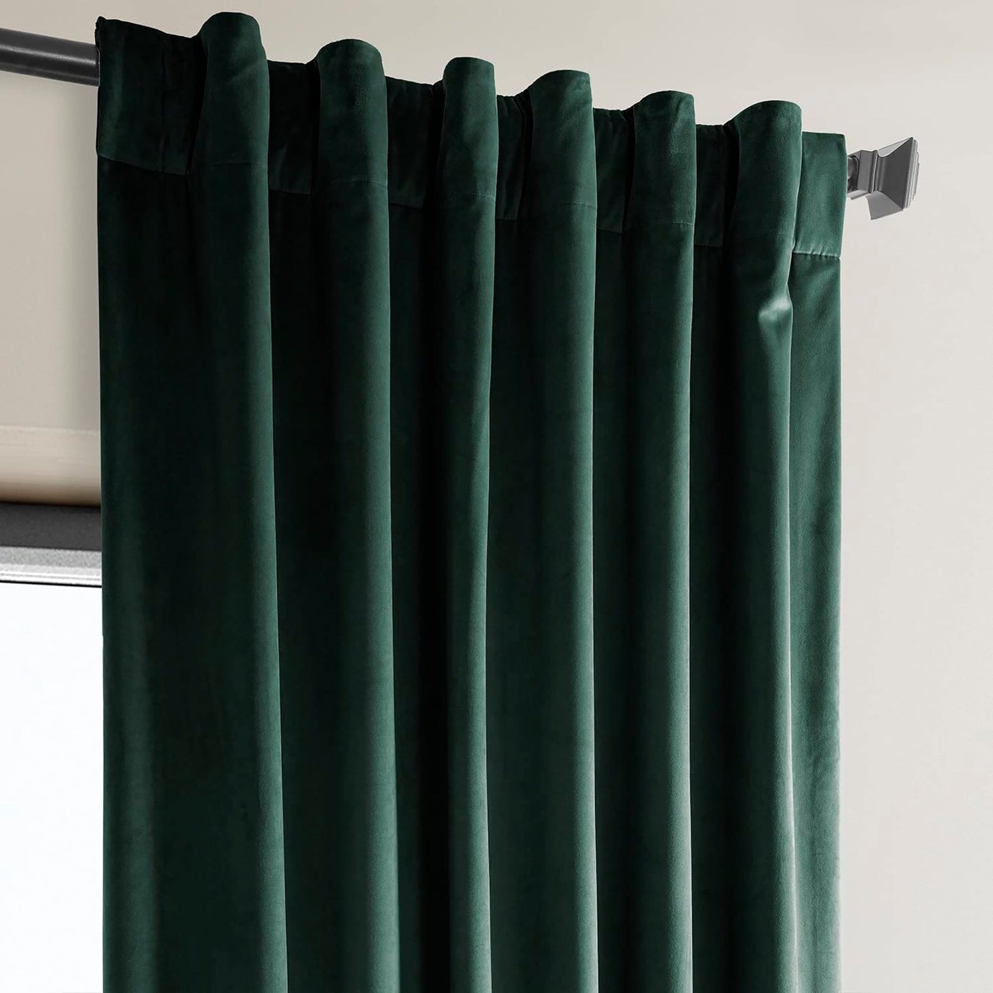 1 Panel Heritage Plush Velvet Curtain for Bedroom and Living Room 50x96 Inch -  Forestry Green