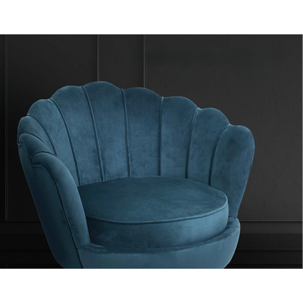 Armchair Lounge Chair Accent Retro Armchairs Lounge Shell Velvet Navy