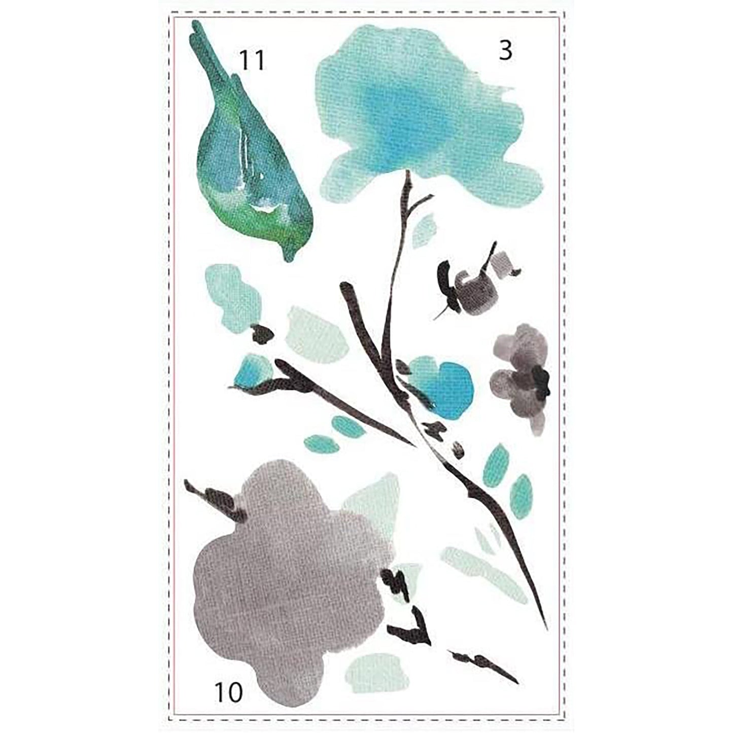 Blossom Watercolor Bird Branch Peel and Stick Wall Decal