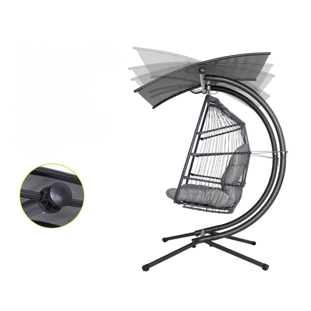 Outdoor Hanging Swing Chair Egg Hammock Rattan Lounge Chair - Grey