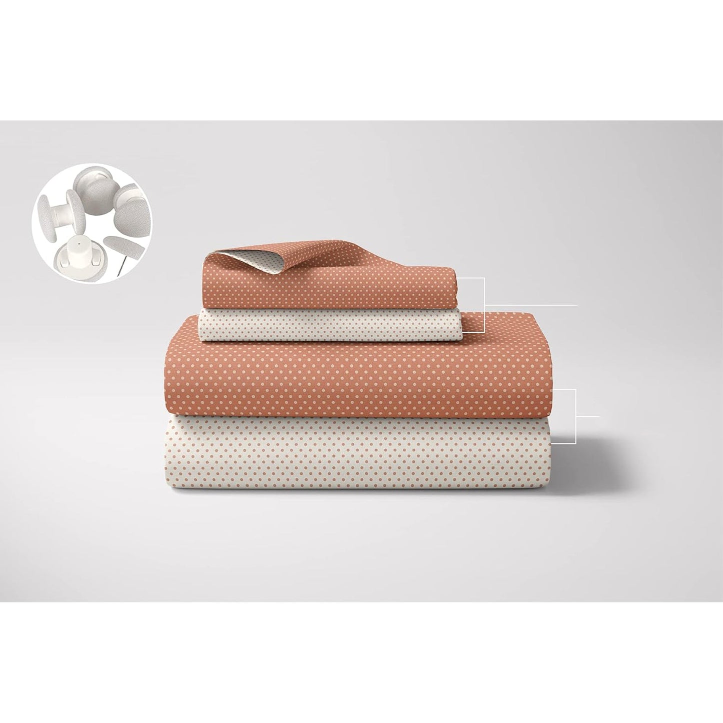 Reversible Microfibre Queen Bed Quilt Cover Set with Button Closure - Orange White