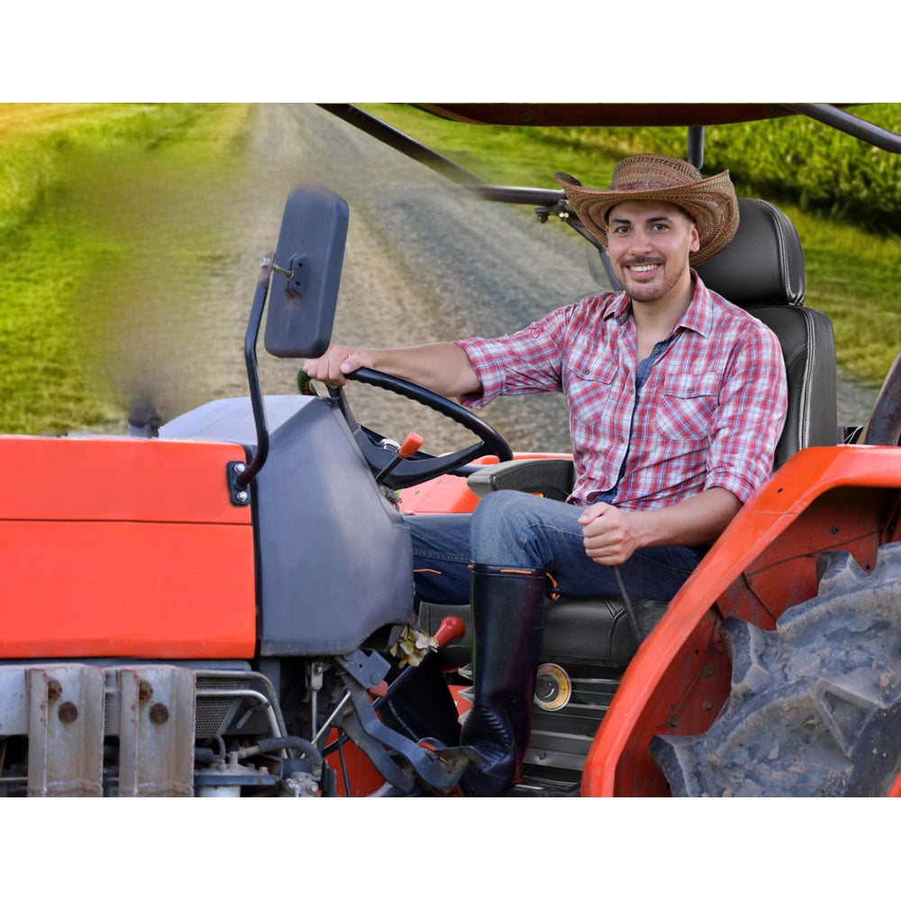 Truck Vehicle Car PU Leather Suspension Tractor Seat - Black