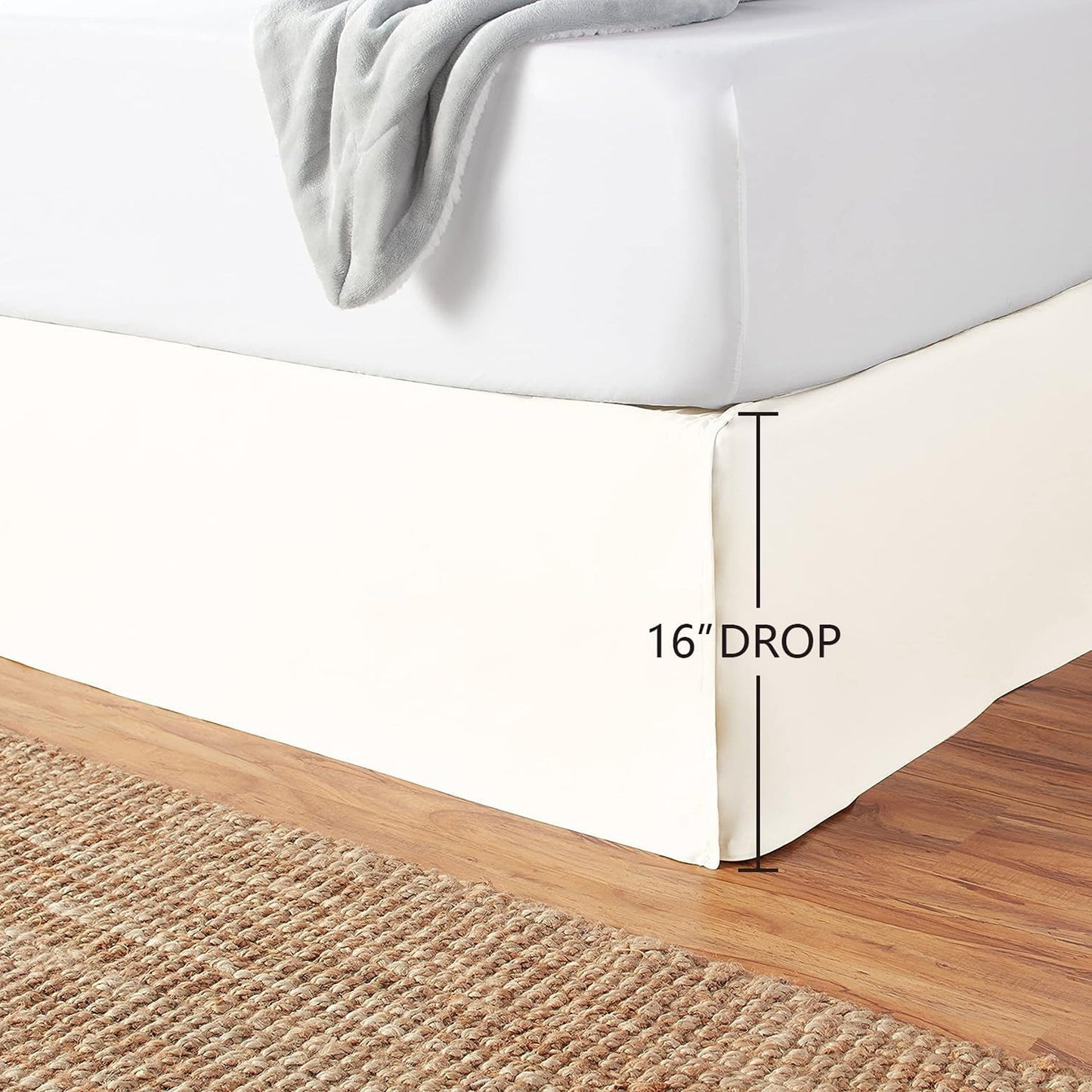Polyester Lightweight Pleated Bed Skirt - Off White