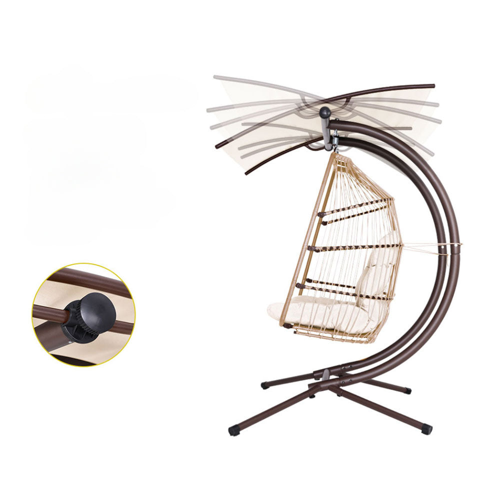 Outdoor Hanging Swing Chair Egg Hammock Rattan Lounge Chair - Latte