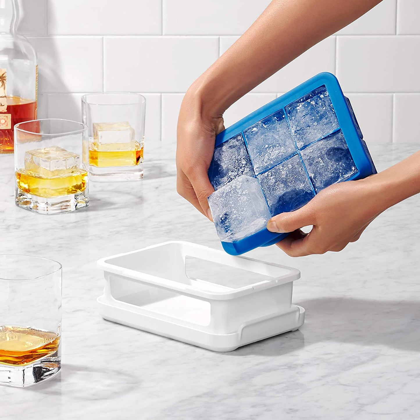 Covered Sturdy Plastic Ice Cube Tray - Large