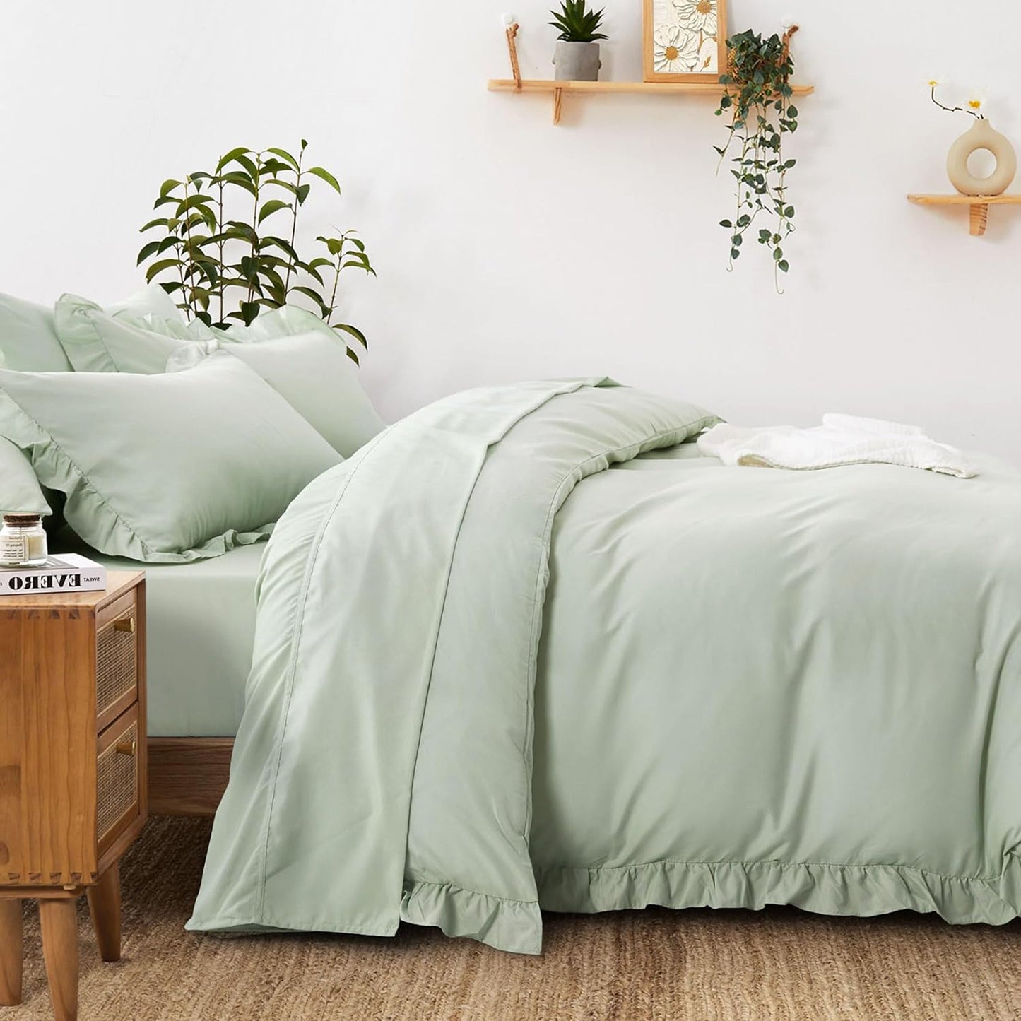 1000TC Ultra Soft Microfiber Duvet Doona Cover Quilt Cover Set - Sage Green