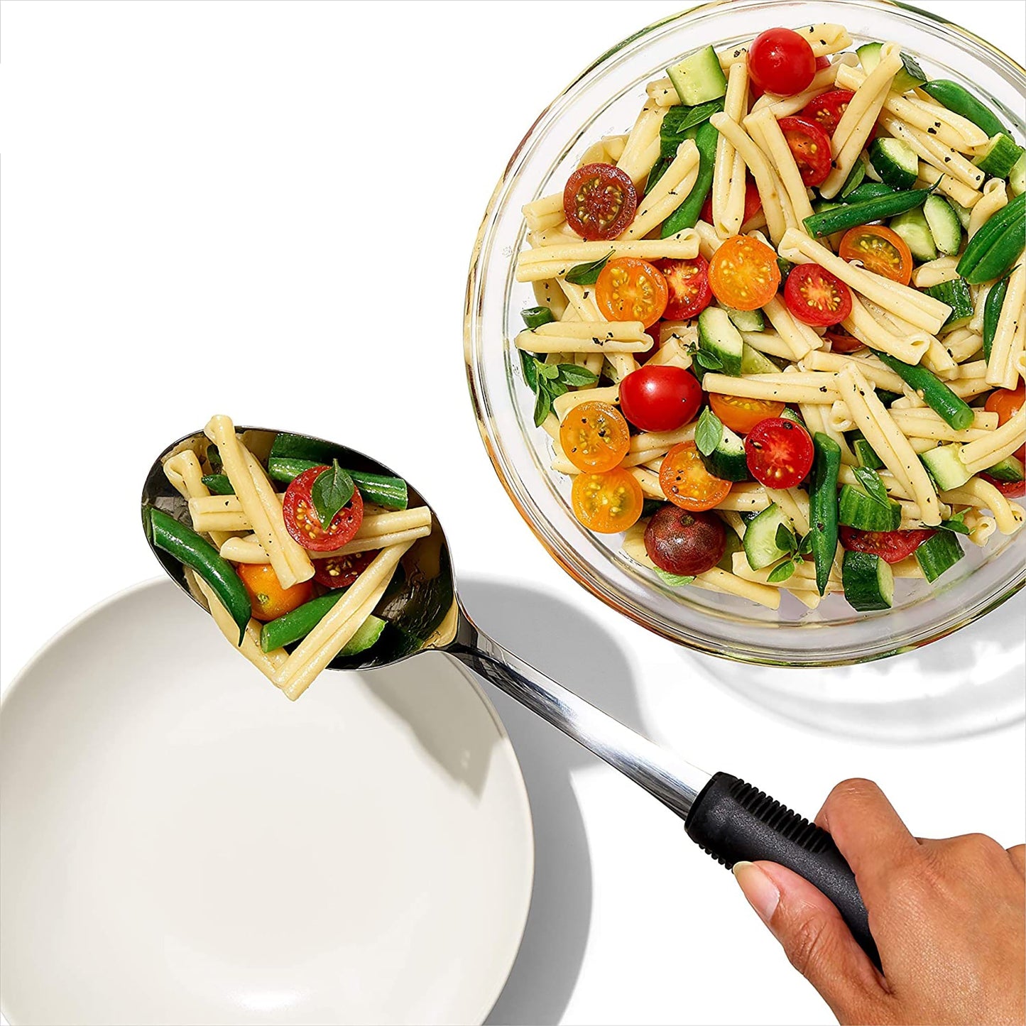 Stainless Steel Spoon with Non-Slip Handle - Silver