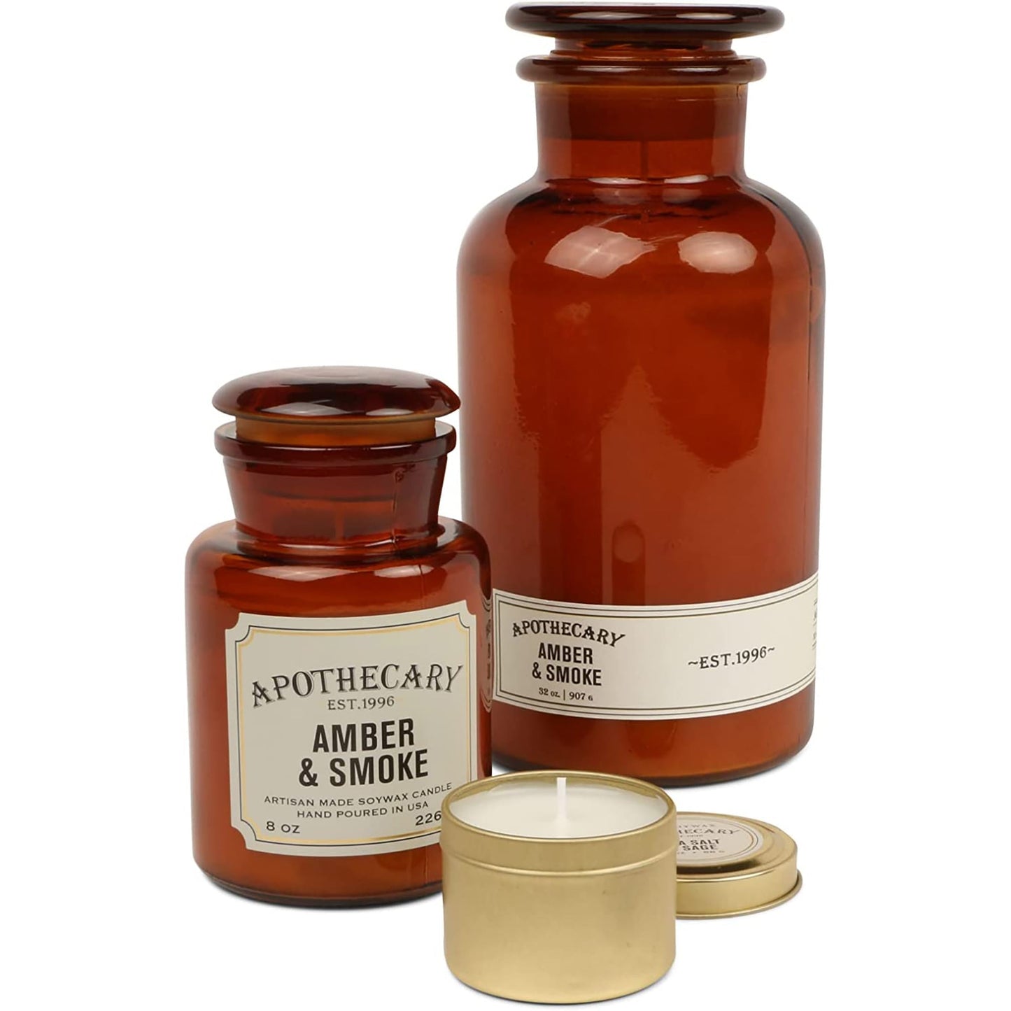 Travel Candle 8 Ounce Amber and Smoke