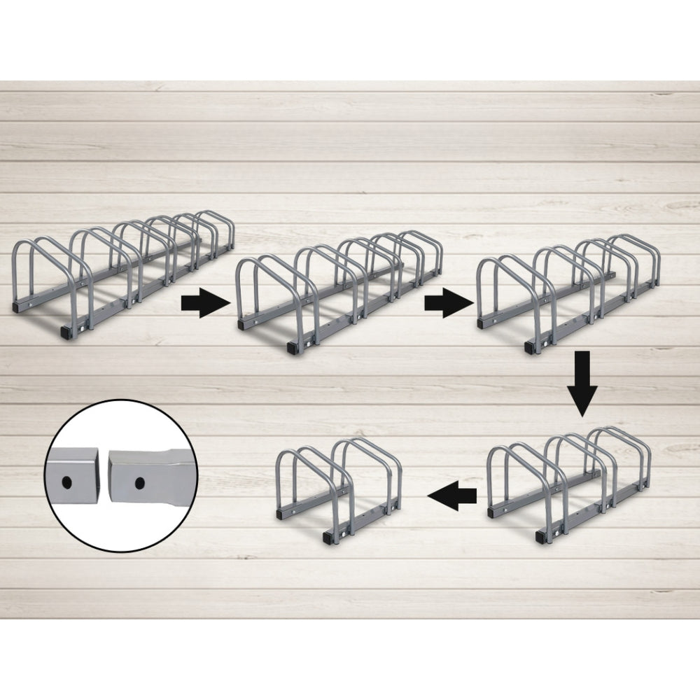 Bicycle Cycling Stand Floor Storage Silver - Fits 6 Bikes