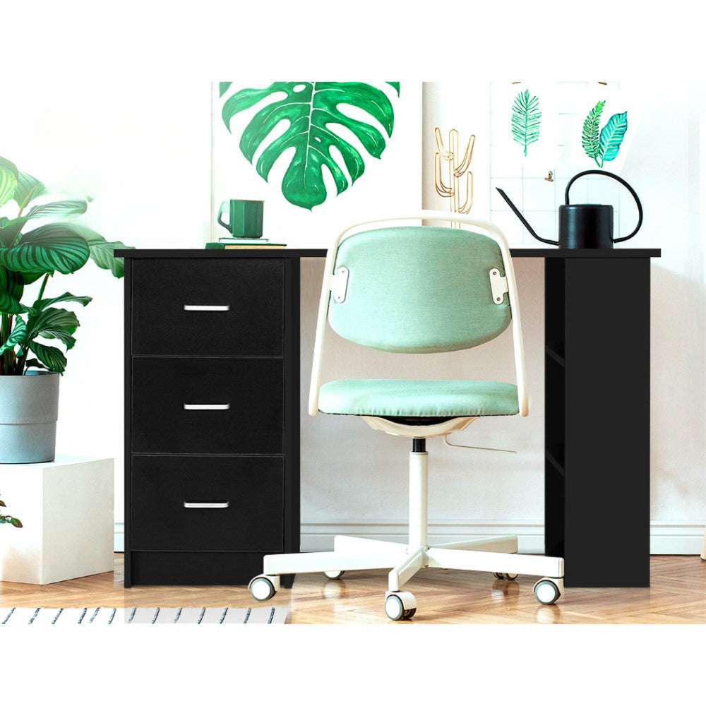 Office Computer Desk Student Study Table Workstation 3 Drawers 120cm Black