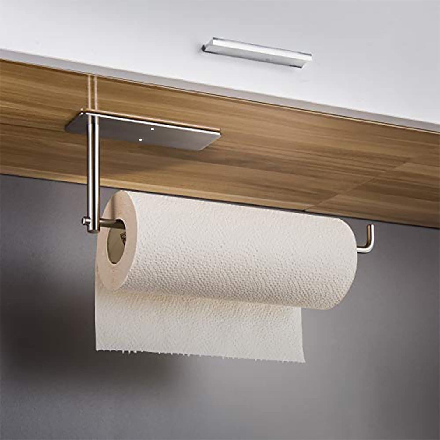 Drill Mount Stainless Steel Paper Towel Holder Rack - Silver